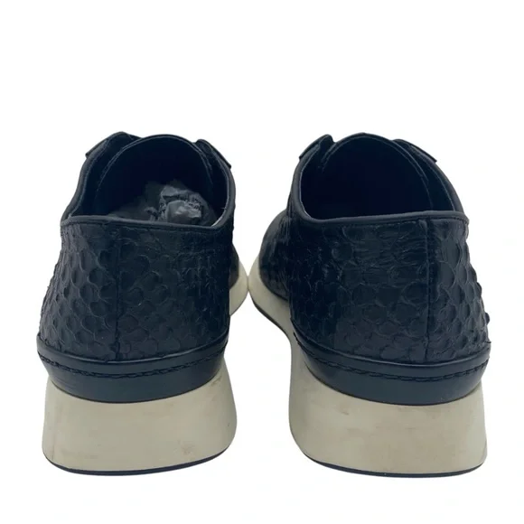 Vince Womens Shoes Rayner Sneakers 7.5 Black Leather Low Top Textured Designer - Picture 5 of 10